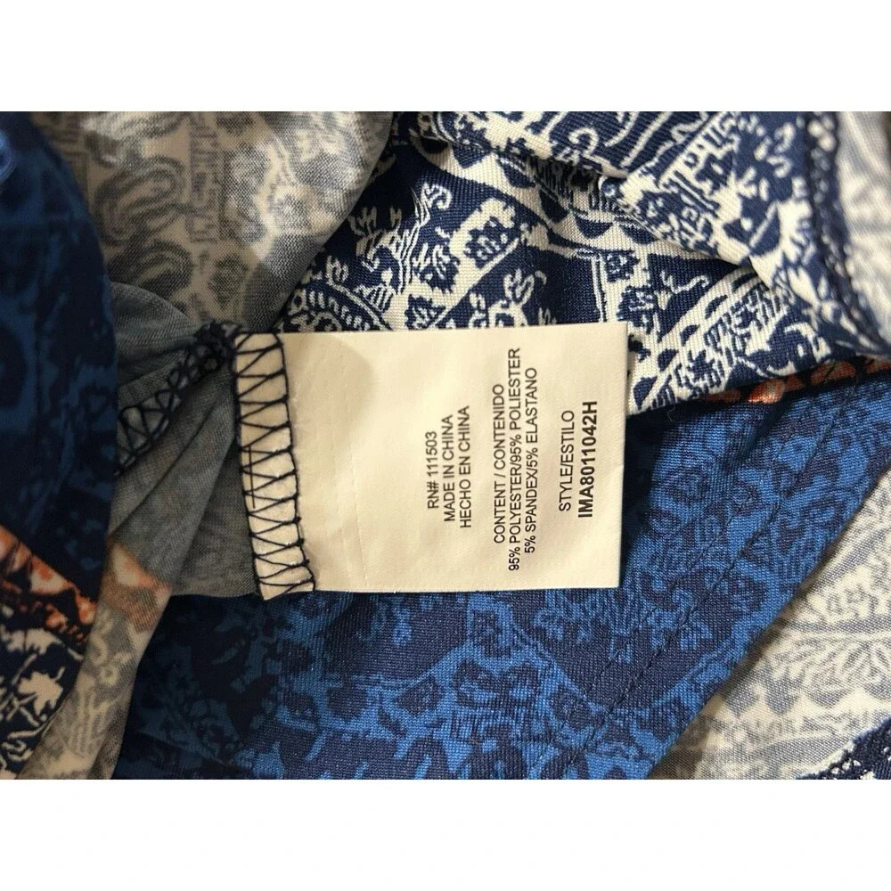 As U Wish Sleeveless Top Metal Necklace Embellishment Blue Floral Print Size M - Picture 4 of 4